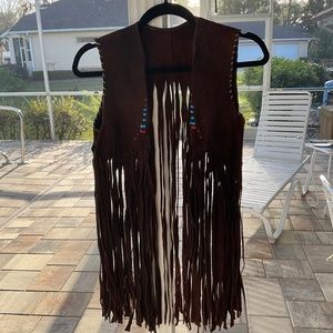 Auntentic Vintage 70s Hippie Buckskin fringe vest
